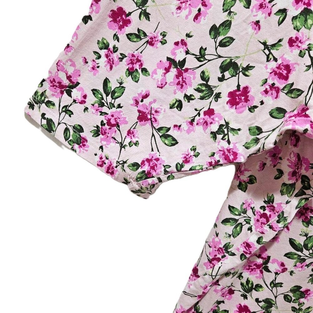 New PINK BLOSSOM VINE FLORAL V-NECK SHORT SLEEVE TEE  5X  SPRING SUMMER - Picture 5 of 6